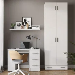 Aktenregal Frank Weiß 80 x 182.4 cm mit Schrankaufsatz und Schublade Vicco