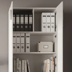 Aktenregal Frank Weiß 80 x 182.4 cm mit Schrankaufsatz und Schublade Vicco