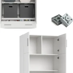 Aktenregal Frank Weiß 80 x 182.4 cm mit Schrankaufsatz und Schublade Vicco