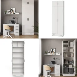 Aktenregal Frank Weiß 80 x 182.4 cm mit Schrankaufsatz und Schublade Vicco