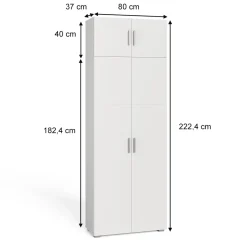 Aktenregal Frank Weiß 80 x 182.4 cm mit Schrankaufsatz Vicco