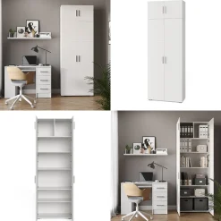 Aktenregal Frank Weiß 80 x 182.4 cm mit Schrankaufsatz Vicco