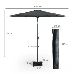 Ampelschirm Anthrazit 270 cm mit Schutzhülle und Ständer OK-Living
