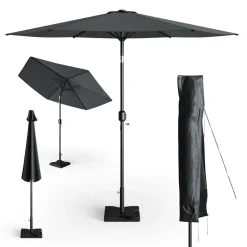 Ampelschirm Anthrazit 270 cm mit Schutzhülle und Ständer OK-Living