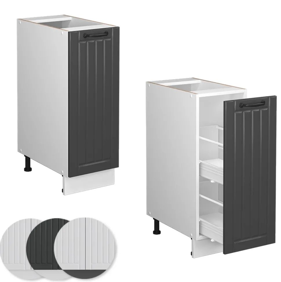 Apothekerschrank Fame-Line Anthrazit Landhaus 30 cm ohne Arbeitsplatte Vicco