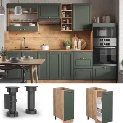 Apothekerschrank Fame-Line Grün-Gold Landhaus 30 cm , AP Marmor Vicco