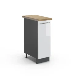 Apothekerschrank Fame-Line Weiß Hochglanz 30 cm , AP Eiche Vicco