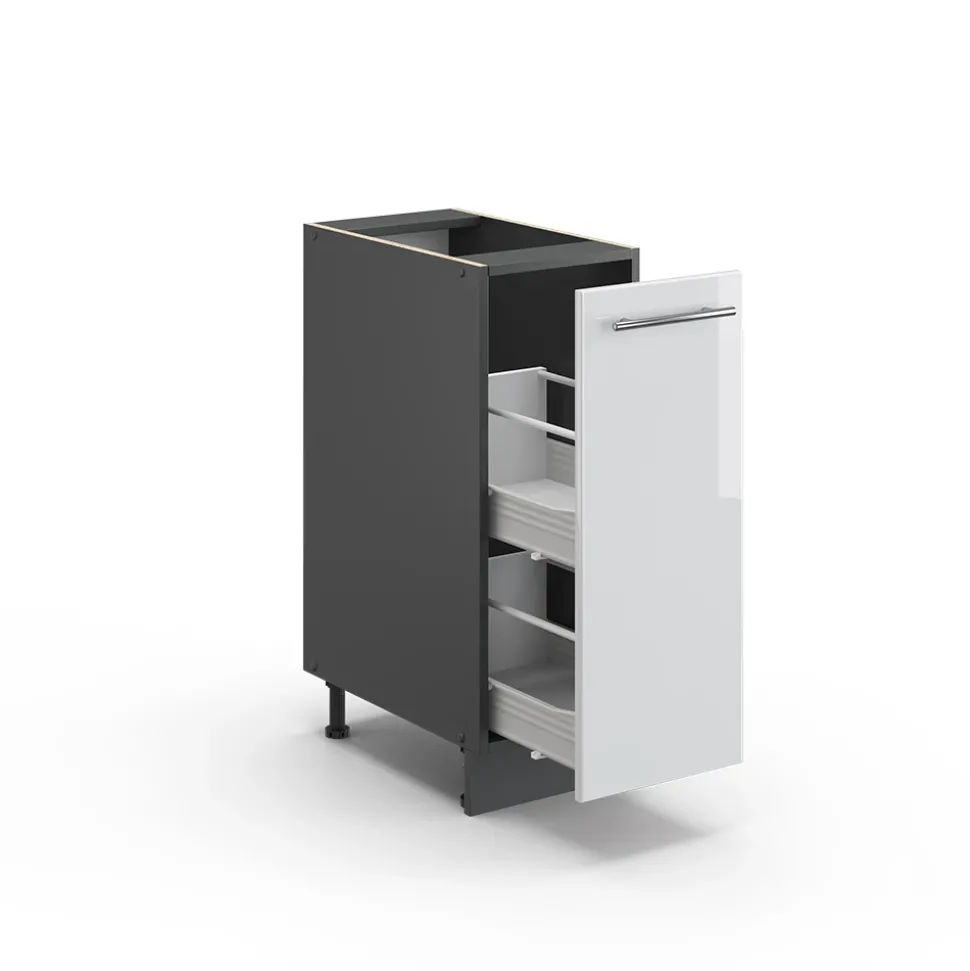 Apothekerschrank Fame-Line Weiß Hochglanz 30 cm , AP Eiche Vicco