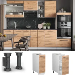 Apothekerschrank Fame-Line Goldkraft Eiche 30 cm , AP Marmor Vicco