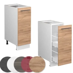 Apothekerschrank Fame-Line Goldkraft Eiche 30 cm , AP Marmor Vicco