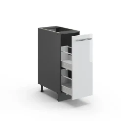 Apothekerschrank Fame-Line Weiß Hochglanz 30 cm , AP Marmor Vicco