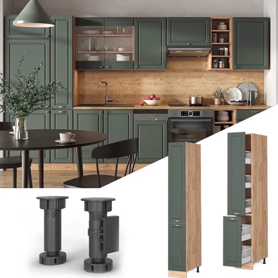 Apothekerschrank Fame-Line Grün-Gold Landhaus 30 cm Vicco