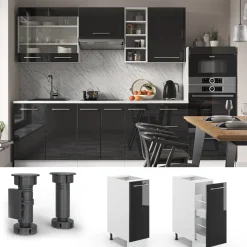 Apothekerschrank Fame-Line Anthrazit Hochglanz 30 cm , AP Eiche Vicco