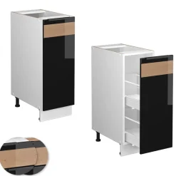 Apothekerschrank Fame-Line Schwarz Eiche hochglanz 30 cm ohne Arbeitsplatte Vicco