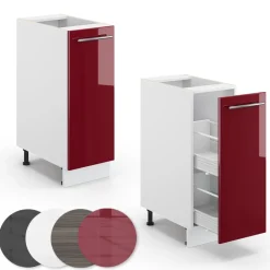 Apothekerschrank Fame-Line Bordeaux Hochglanz 30 cm , AP Marmor Vicco