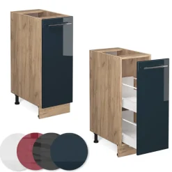 Apothekerschrank Fame-Line Dunkelblau Hochglanz 30 cm , AP Eiche Vicco