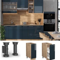 Apothekerschrank Fame-Line Dunkelblau Hochglanz 30 cm ohne Arbeitsplatte Vicco