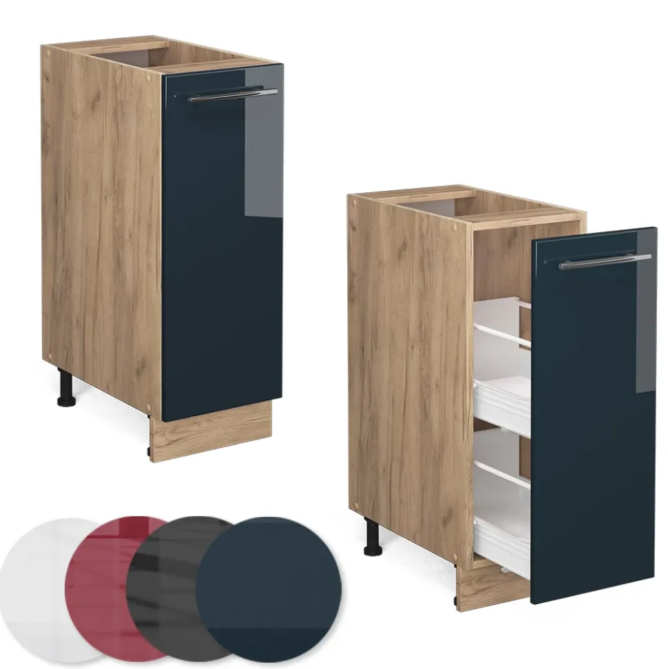 Apothekerschrank Fame-Line Dunkelblau Hochglanz 30 cm ohne Arbeitsplatte Vicco