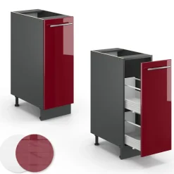 Apothekerschrank Fame-Line Bordeaux Hochglanz 30 cm , AP Marmor Vicco