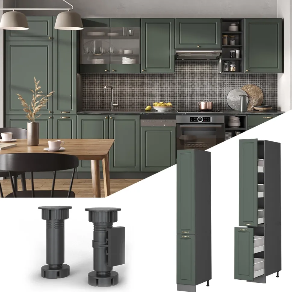 Apothekerschrank Fame-Line Grün-Gold Landhaus 30 cm Vicco