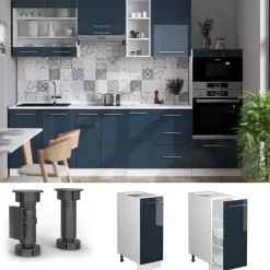 Apothekerschrank Fame-Line Dunkelblau Hochglanz 30 cm ohne Arbeitsplatte Vicco