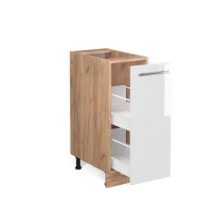 Apothekerschrank Fame-Line Weiß Hochglanz 30 cm , AP Marmor Vicco