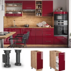 Apothekerschrank Fame-Line Bordeaux Hochglanz 30 cm , AP Anthrazit Vicco