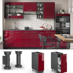 Apothekerschrank Fame-Line Bordeaux Hochglanz 30 cm ohne Arbeitsplatte Vicco