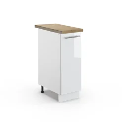 Apothekerschrank Fame-Line Weiß Hochglanz 30 cm , AP Eiche Vicco