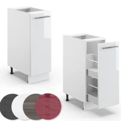 Apothekerschrank Fame-Line Weiß Hochglanz 30 cm , AP Eiche Vicco