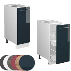 Apothekerschrank Fame-Line Dunkelblau Hochglanz 30 cm , AP Marmor Vicco