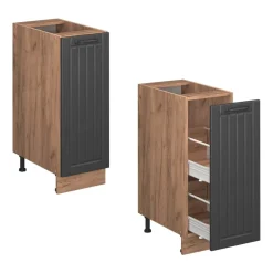 Apothekerschrank Fame-Line Dunkelgrau 30 cm , AP Eiche Vicco