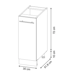 Apothekerschrank Fame-Line Schwarz Eiche hochglanz 30 cm , AP Anthrazit Vicco