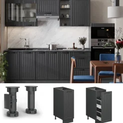 Apothekerschrank Fame-Line Dunkelgrau 30 cm ohne Arbeitsplatte Vicco