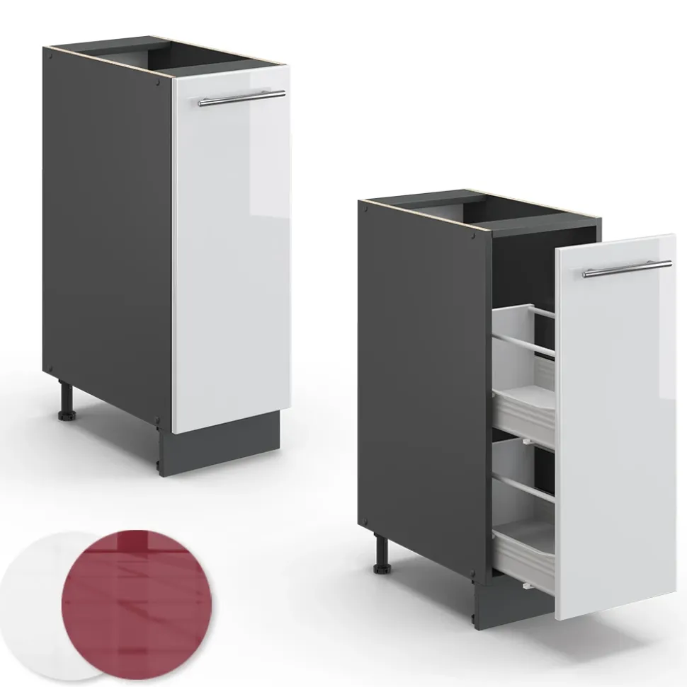 Apothekerschrank Fame-Line Weiß Hochglanz 30 cm ohne Arbeitsplatte Vicco