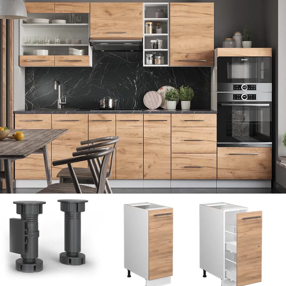 Apothekerschrank Fame-Line Goldkraft Eiche 30 cm , AP Anthrazit Vicco