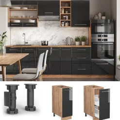 Apothekerschrank Fame-Line Anthrazit Hochglanz 30 cm ohne Arbeitsplatte Vicco