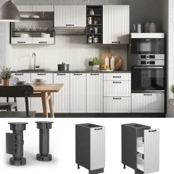 Apothekerschrank Fame-Line Weiß Landhaus 30 cm , AP Anthrazit Vicco