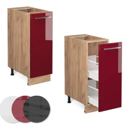 Apothekerschrank Fame-Line Bordeaux Hochglanz 30 cm , AP Marmor Vicco