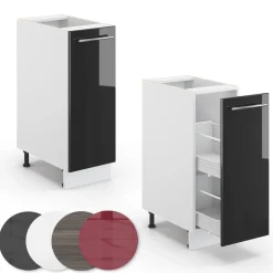 Apothekerschrank Fame-Line Anthrazit Hochglanz 30 cm ohne Arbeitsplatte Vicco