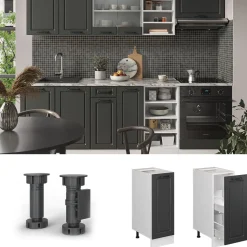 Apothekerschrank R-Line Anthrazit Landhaus 30 cm AP Marmor Vicco