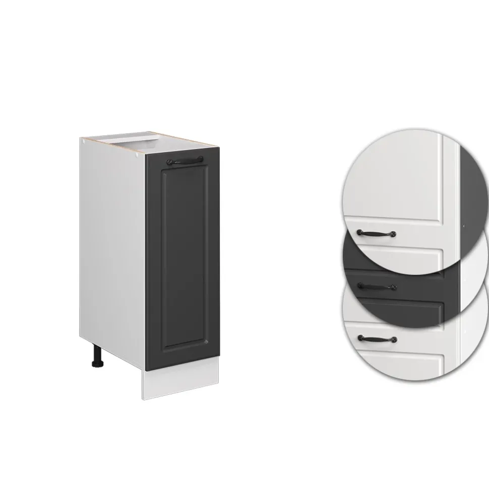 Apothekerschrank R-Line Anthrazit Landhaus 30 cm AP Marmor Vicco