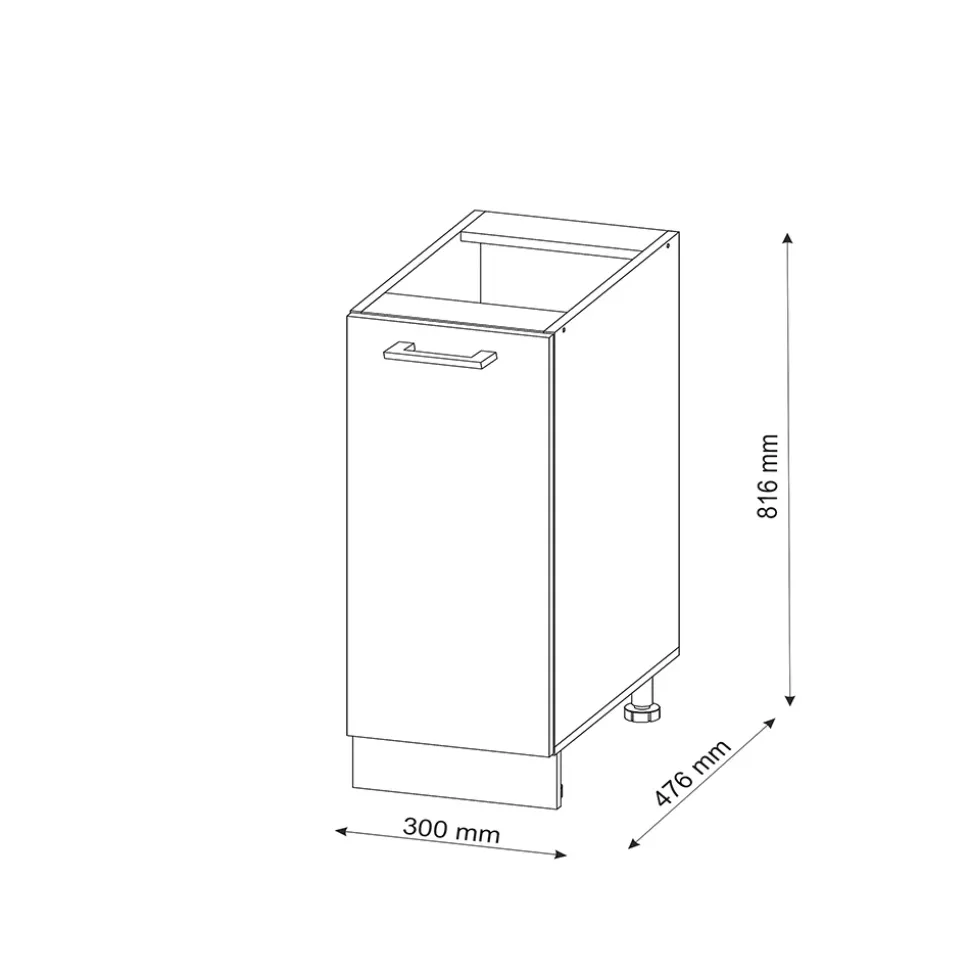 Apothekerschrank R-Line Edelgrau 30 cm ohne Arbeitsplatte Vicco