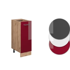 Apothekerschrank R-Line Rot Hochglanz 30 cm , AP Eiche Vicco