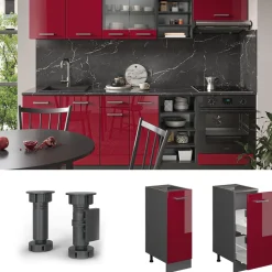 Apothekerschrank R-Line Rot Hochglanz 30 cm , AP Anthrazit Vicco