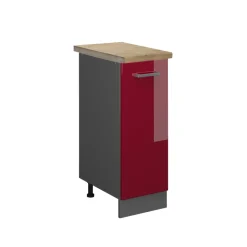 Apothekerschrank R-Line Rot Hochglanz 30 cm , AP Eiche Vicco