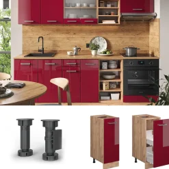 Apothekerschrank R-Line Rot Hochglanz 30 cm , AP Anthrazit Vicco