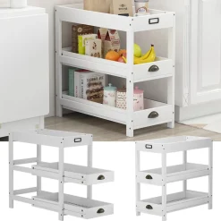 Aufbewahrungsregal Legum Weiß 33 x 66 cm mit 3 Ablagen Vicco