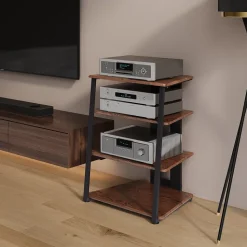 Aufbewahrungsregal Tonar Eiche rustikal/Schwarz 61 x 78 cm 4 offene Ablageflächen Vicco