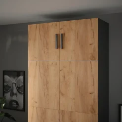 Aufsatzmodul Ingo Anthrazit/Goldkraft Eiche 80 x 40 cm mit 2 Türen Vicco